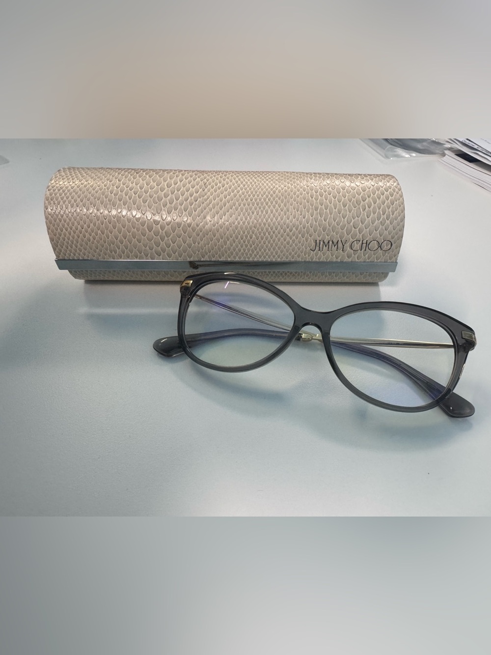Jimmy Choo Translucent Gray Women's Round Optical Glasses
